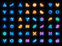 Interface grid showing various digital application icons